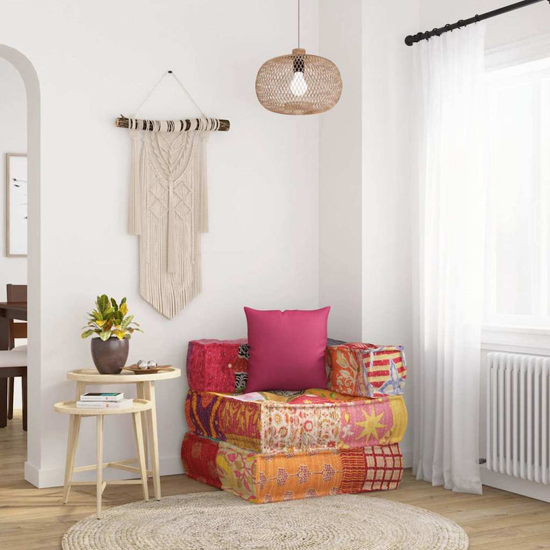 vidaXL Modular Pouffe with Pillow Patchwork Fabric