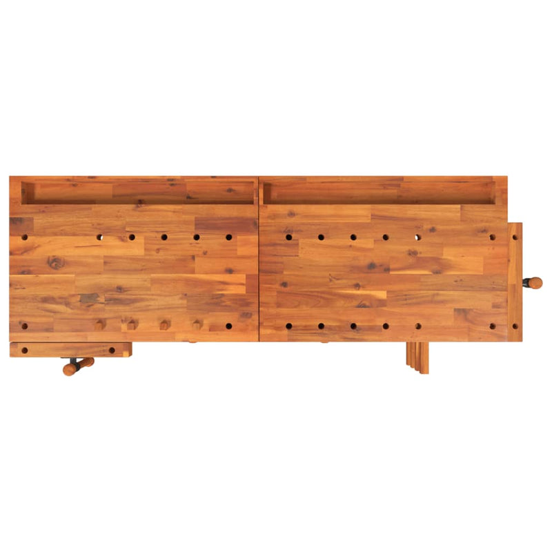 vidaXL Workbench with Drawers and Vices 162x62x83 cm Solid Wood Acacia