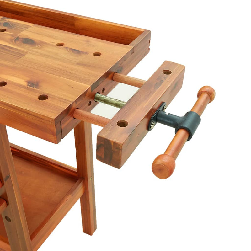 vidaXL Workbench with Drawers and Vices 162x62x83 cm Solid Wood Acacia