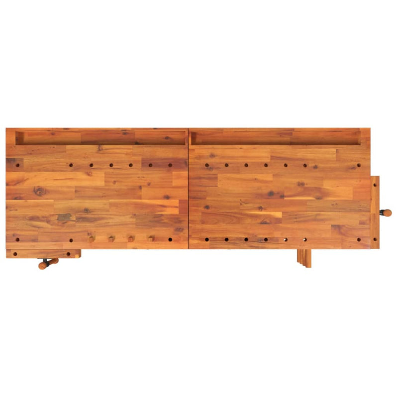 vidaXL Workbench with Drawers and Vices 192x62x83 cm Solid Wood Acacia