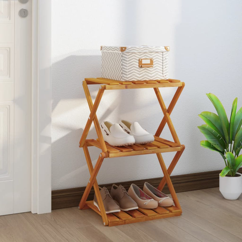 vidaXL 3-Tier Folding Shelf Brown 43x31x63 cm Solid Wood Acacia