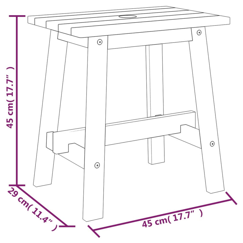vidaXL Stool 45x29x45 cm Rectangular Solid Wood Acacia