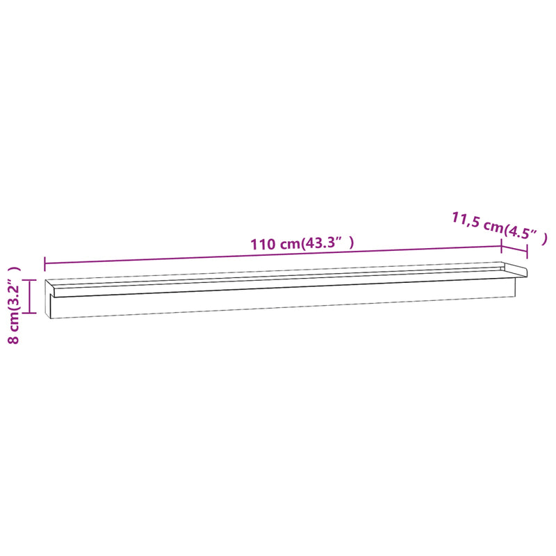 Rectangular Waterfall Pool Fountain Stainless Steel 110 cm