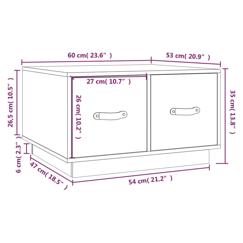 vidaXL Coffee Table 60x53x35 cm Solid Wood Pine