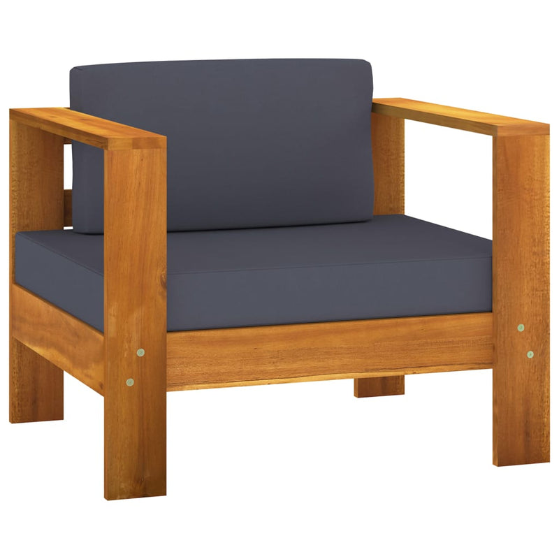 vidaXL 5 Piece Garden Lounge Set with Dark Grey Cushions Solid Wood