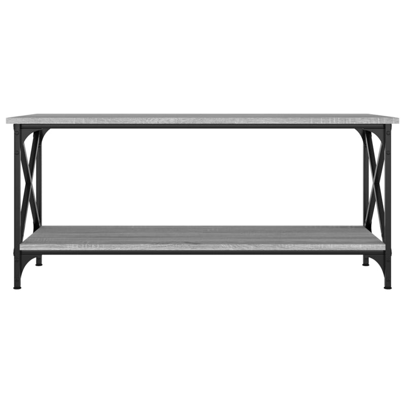 vidaXL Coffee Table Grey Sonoma 100x45x45 cm Engineered Wood and Iron