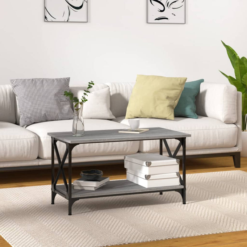 vidaXL Coffee Table Grey Sonoma 80x45x45 cm Engineered Wood and Iron