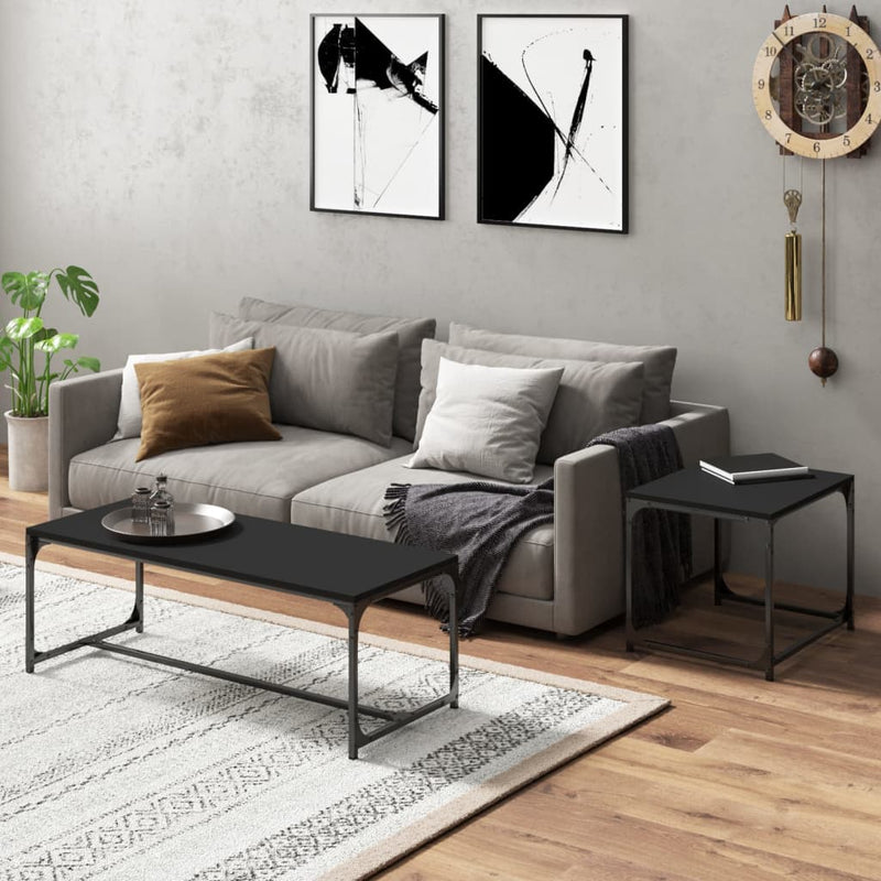 vidaXL Coffee Tables 2 pcs Black Engineered Wood