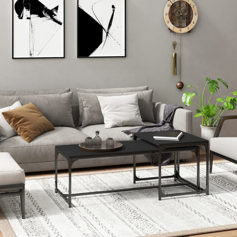 vidaXL Coffee Tables 2 pcs Black Engineered Wood