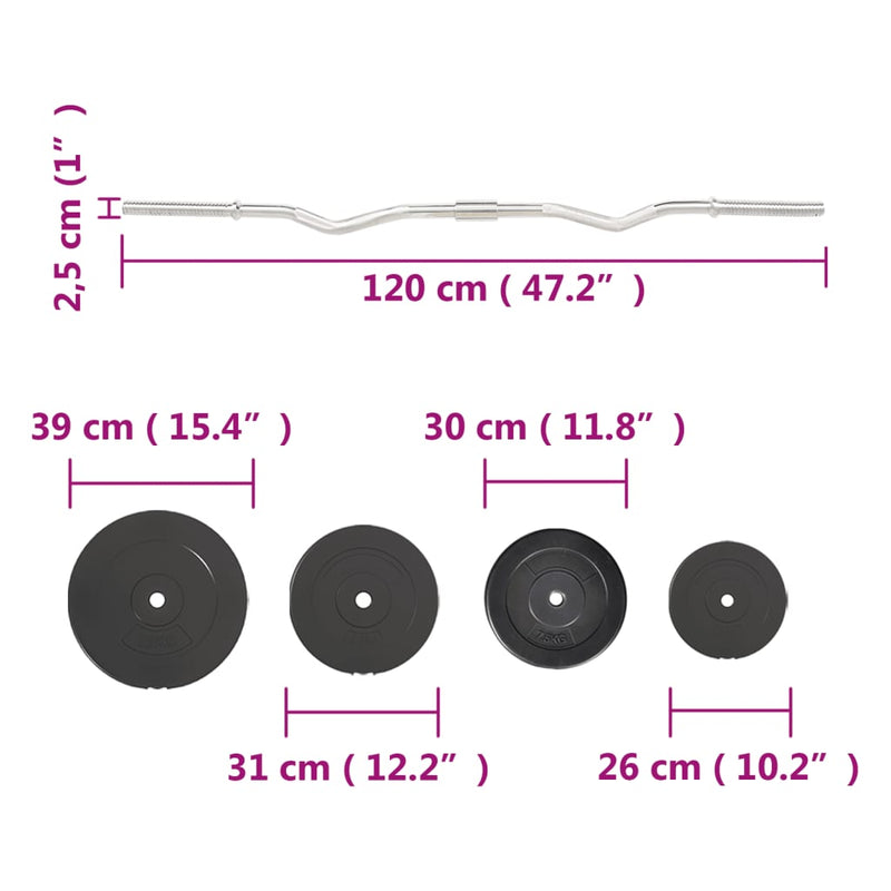 vidaXL Curl Barbell with Plates 90 kg