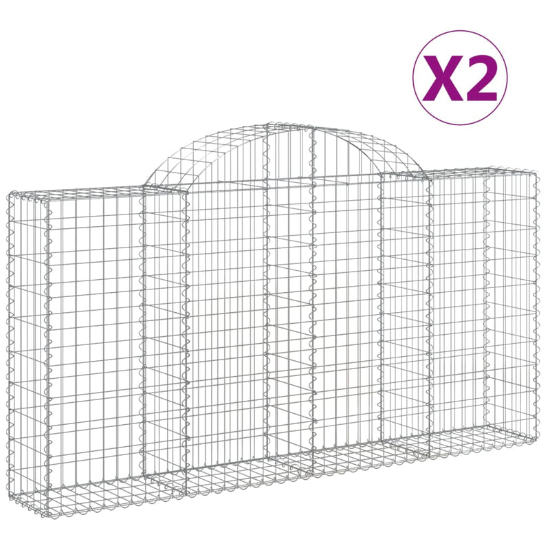 vidaXL Arched Gabion Baskets 2 pcs 200x30x100/120 cm Galvanised Iron