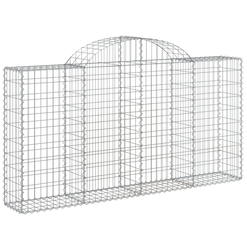 vidaXL Arched Gabion Baskets 2 pcs 200x30x100/120 cm Galvanised Iron