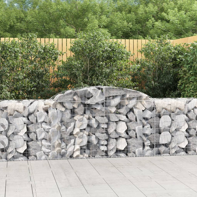 vidaXL Arched Gabion Baskets 2 pcs 300x50x80/100 cm Galvanised Iron