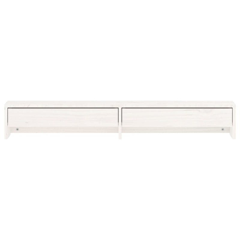 vidaXL Monitor Stand White 100x27x15 cm Solid Wood Pine