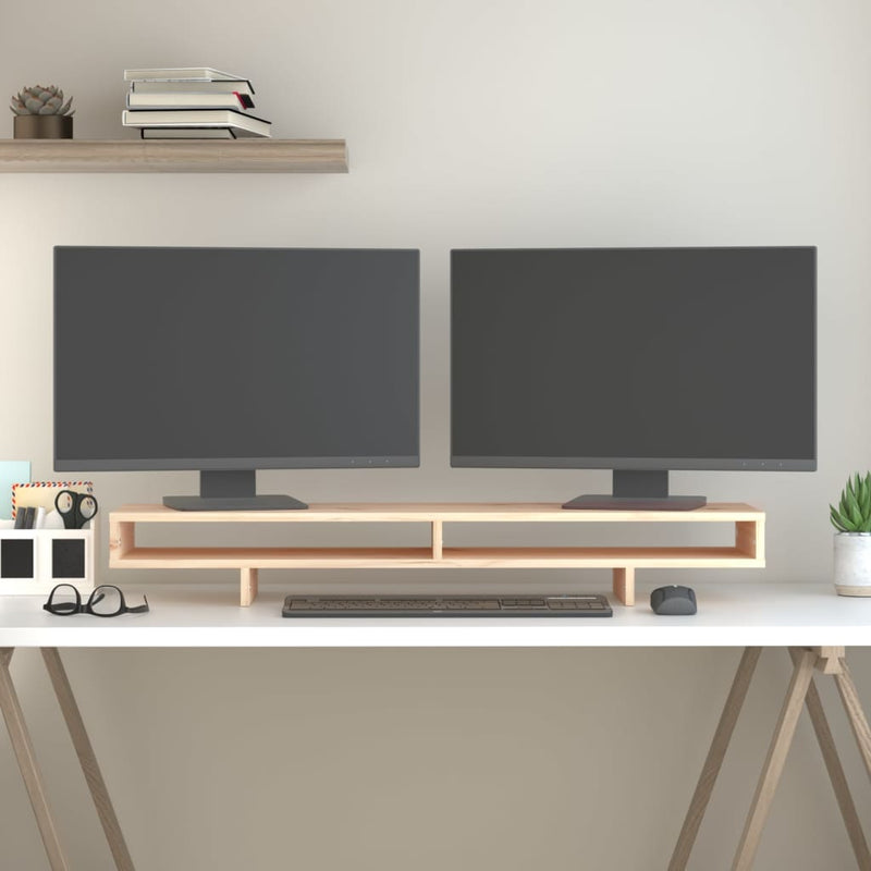 vidaXL Monitor Stand 100x27x14 cm Solid Wood Pine