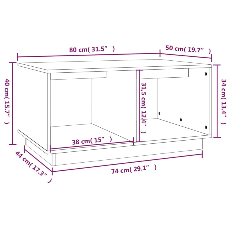 vidaXL Coffee Table 80x50x40 cm Solid Wood Pine