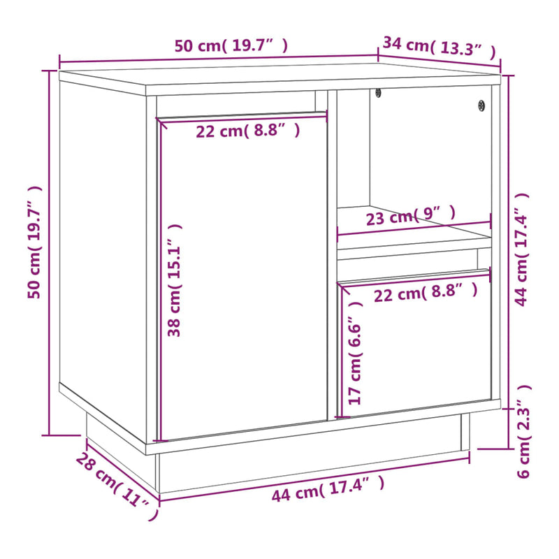 vidaXL Bedside Cabinets 2 pcs 50x34x50 cm Solid Wood Pine