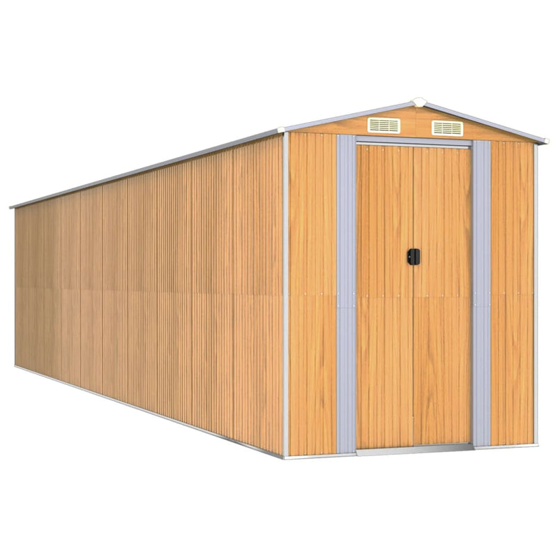 vidaXL Garden Shed Light Brown 192x855x223 cm Galvanised Steel