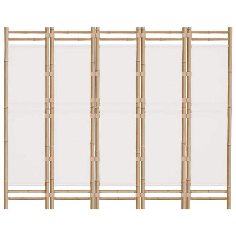 vidaXL Folding 5-Panel Room Divider 200 cm Bamboo and Canvas