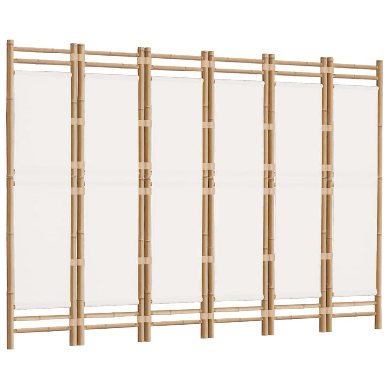 vidaXL Folding 6-Panel Room Divider 240 cm Bamboo and Canvas