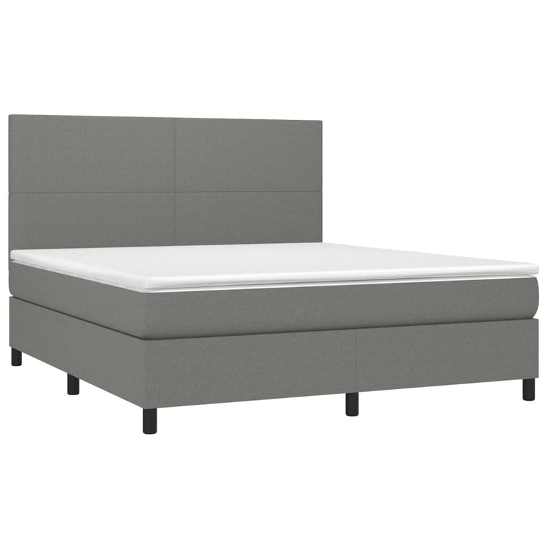 vidaXL Box Spring Bed with Mattress Dark Grey 153x203 cm Queen Size Fabric