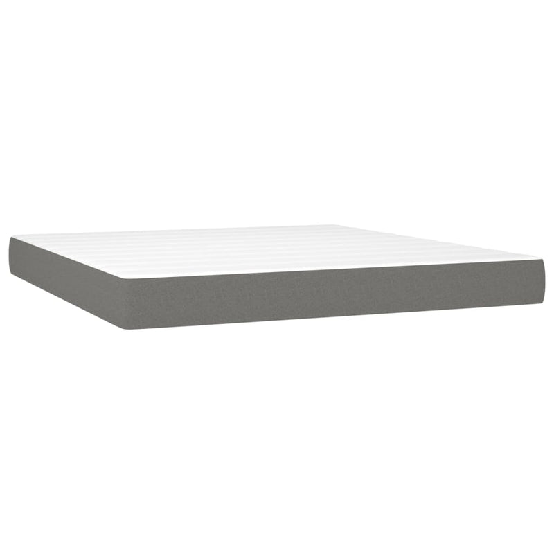 vidaXL Box Spring Bed with Mattress Dark Grey 153x203 cm Queen Size Fabric