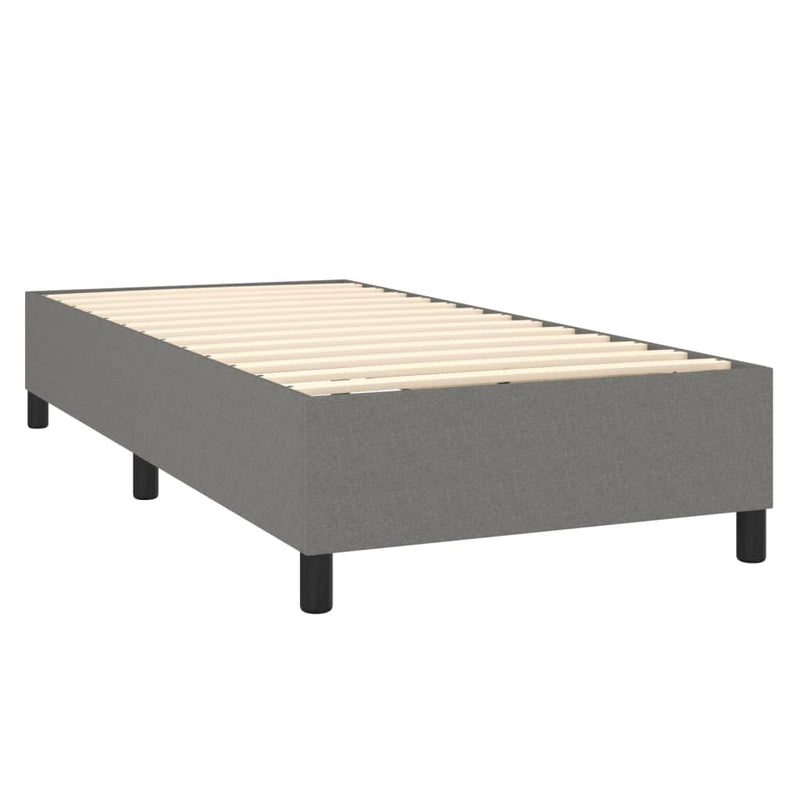 vidaXL Box Spring Bed with Mattress Dark Grey 106x203 cm King Single Size Fabric