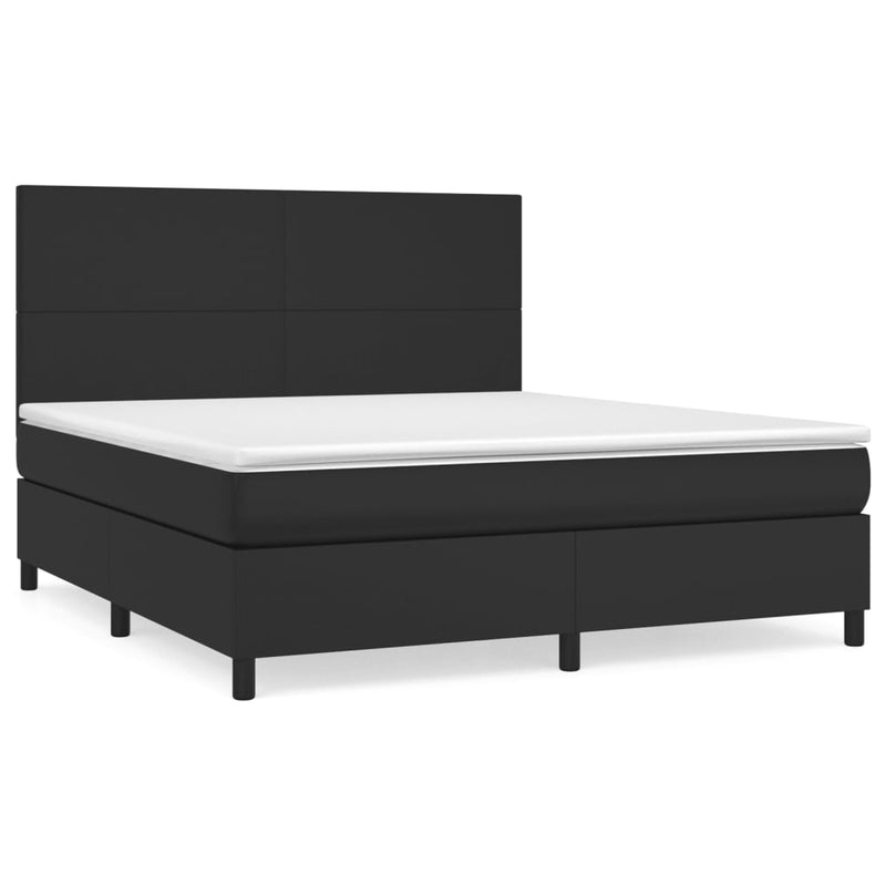 vidaXL Box Spring Bed with Mattress Black 153x203 cm Queen Size Faux Leather