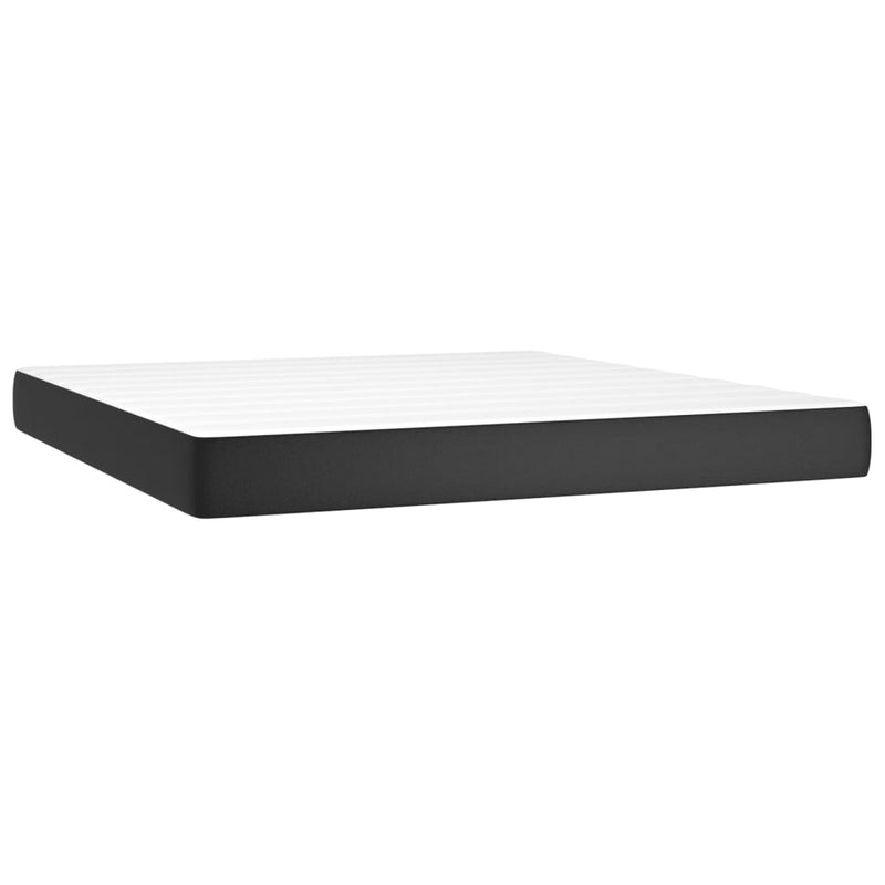 vidaXL Box Spring Bed with Mattress Black 153x203 cm Queen Size Faux Leather