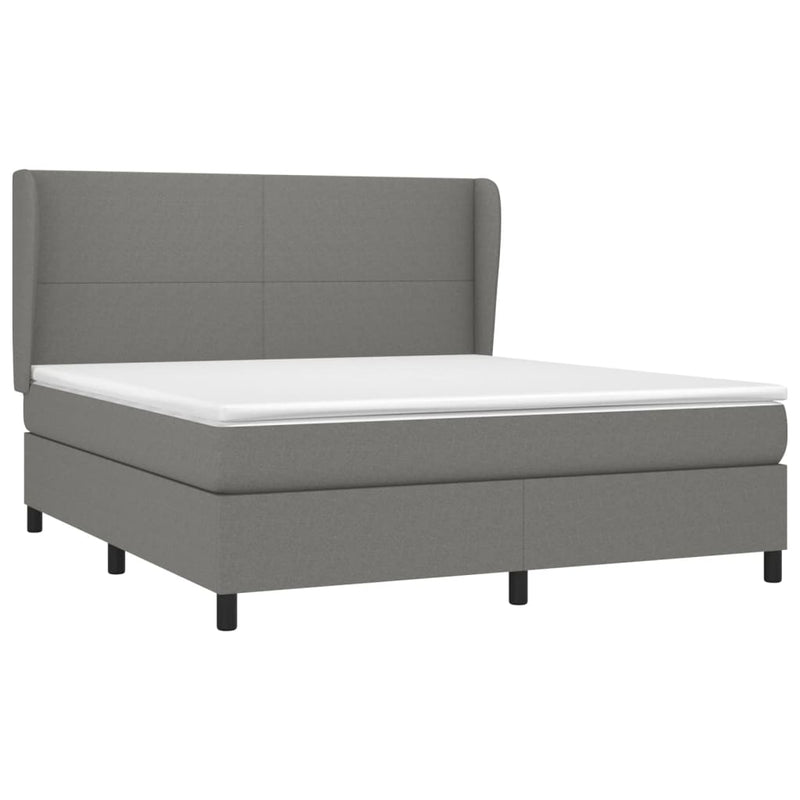 vidaXL Box Spring Bed with Mattress Dark Grey 153x203 cm Queen Size Fabric