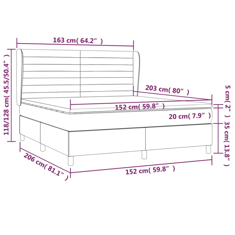 vidaXL Box Spring Bed with Mattress Dark Grey 153x203 cm Queen Size Fabric