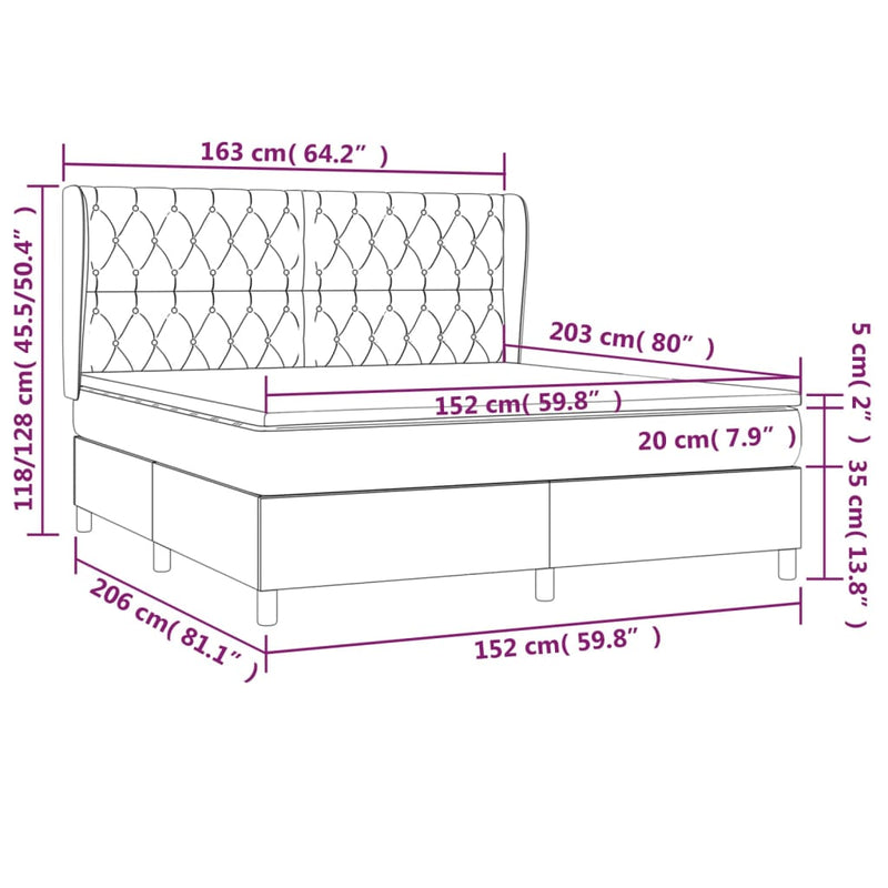 vidaXL Box Spring Bed with Mattress Dark Grey 153x203 cm Queen Size Fabric