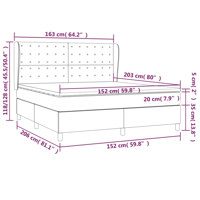 vidaXL Box Spring Bed with Mattress Dark Grey 153x203 cm Queen Size Fabric