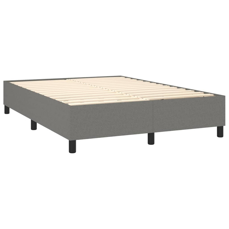 vidaXL Box Spring Bed with Mattress&LED Dark Grey 153x203 cm Queen Size Fabric