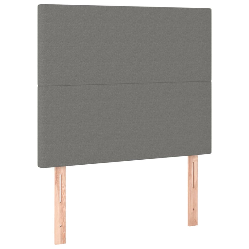 vidaXL Box Spring Bed with Mattress&LED Dark Grey 106x203 cm King Single Size Fabric
