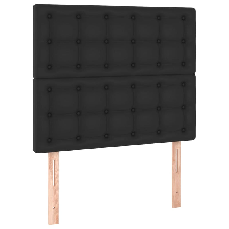 vidaXL Box Spring Bed with Mattress&LED Black 106x203 cm King Single Size Faux Leather