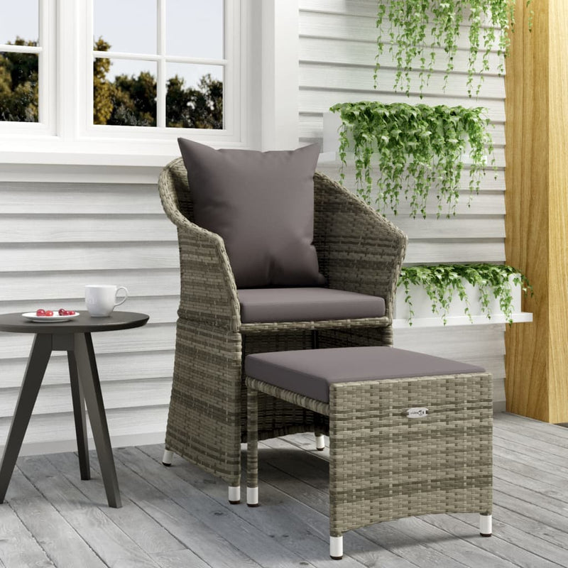 vidaXL 2 Piece Garden Lounge Set with Cushions Grey Poly Rattan