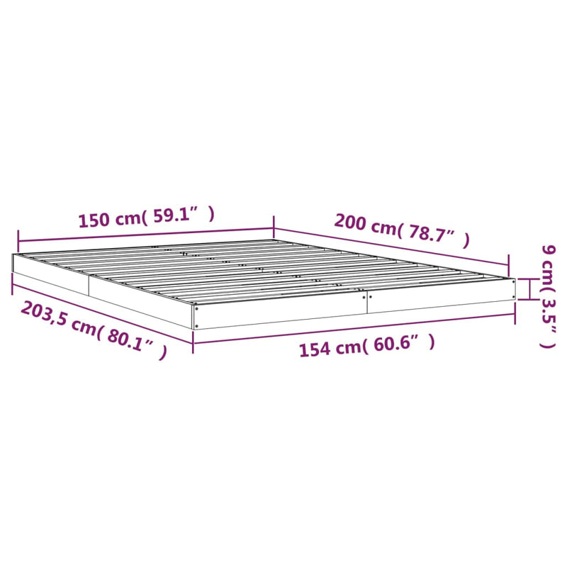vidaXL Bed Frame without Mattress 150x200 cm Solid Wood Pine