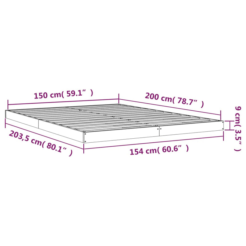 vidaXL Bed Frame without Mattress White 150x200 cm Solid Wood Pine