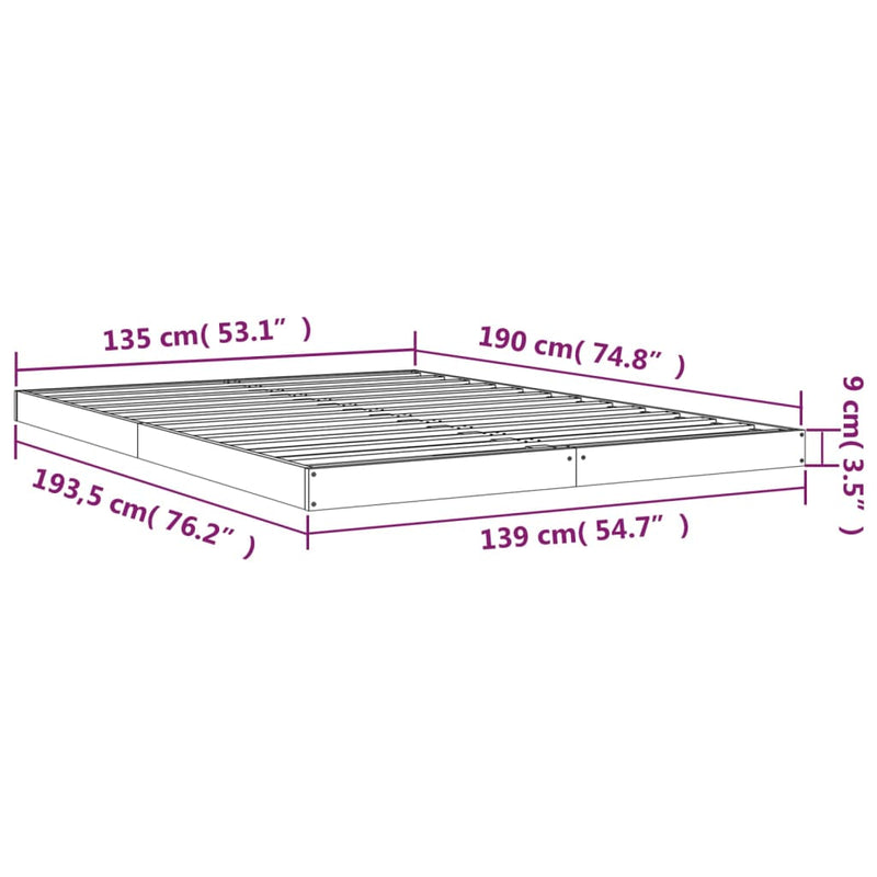 vidaXL Bed Frame without Mattress White 135x190 cm Solid Wood Pine