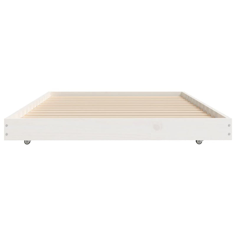 Bed Frame White 92x187 cm Single Size Solid Wood Pine