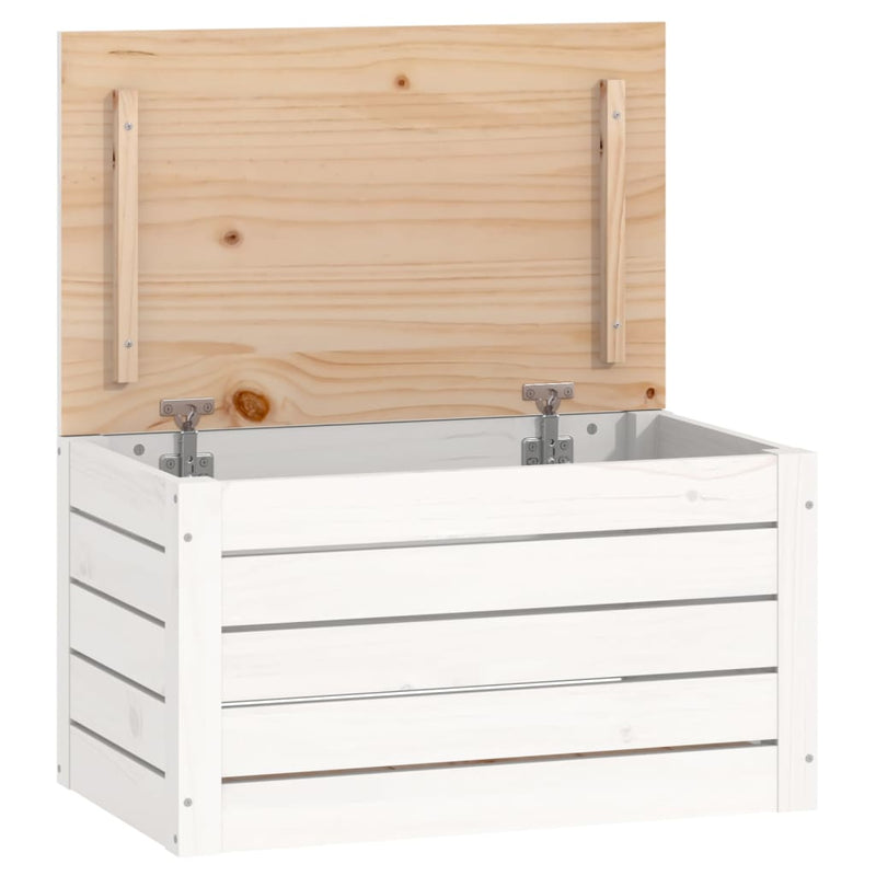 Storage Box White 59.5x36.5x33 cm Solid Wood Pine