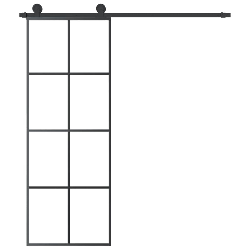 vidaXL Sliding Door with Hardware Set 76x205 cm ESG Glass&Aluminium