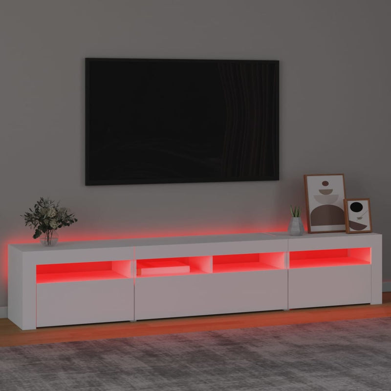 vidaXL TV Cabinet with LED Lights White 210x35x40 cm