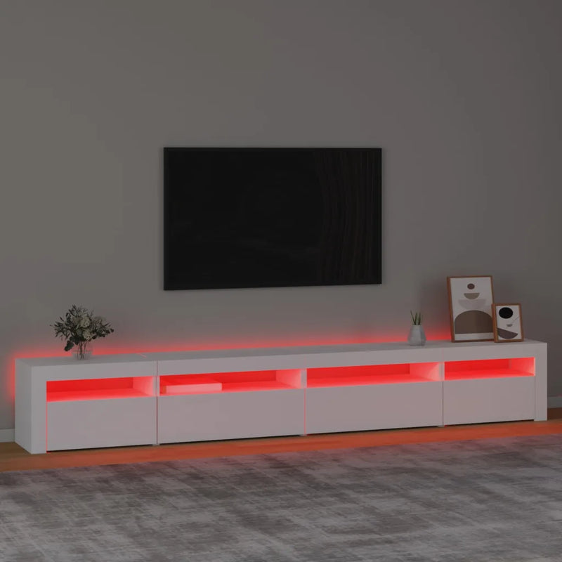 TV Cabinet with LED Lights White 270x35x40 cm