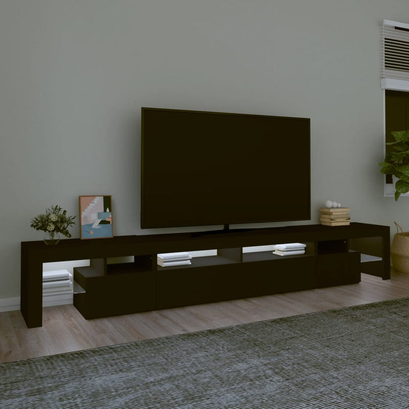 TV Cabinet with LED Lights Black 260x36.5x40 cm