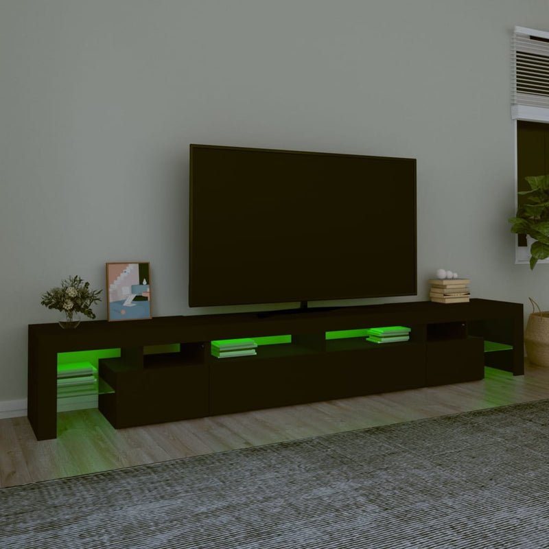 TV Cabinet with LED Lights Black 260x36.5x40 cm