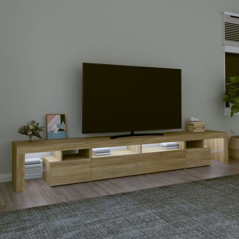 TV Cabinet with LED Lights Sonoma Oak 260x36.5x40 cm