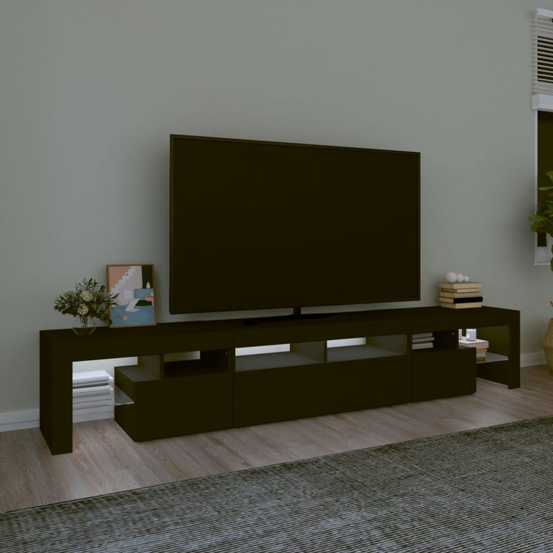 vidaXL TV Cabinet with LED Lights Black 230x36.5x40 cm