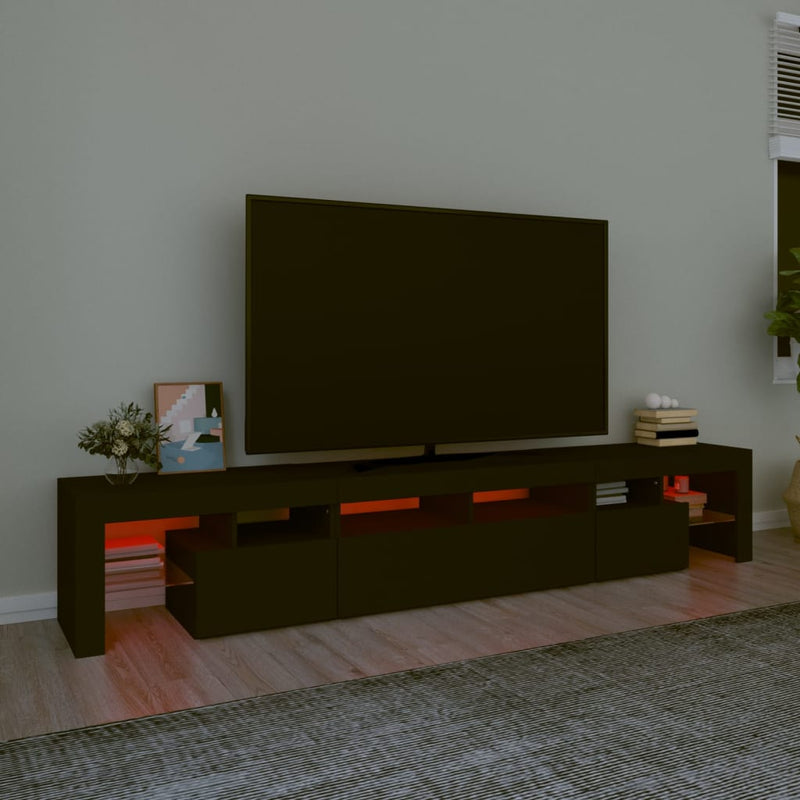 vidaXL TV Cabinet with LED Lights Black 230x36.5x40 cm